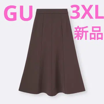 [ 새상품 택 포함 ] GU 다크 브라운 티셔츠 플레어 스커트 3XL