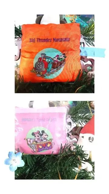 디즈니 캡슐 토이 에코백 오렌지 핑크 (2세트)