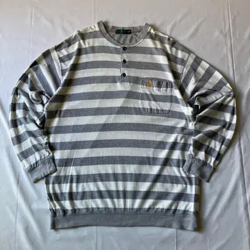 00s 써멀 헨리넥 롱T 보더 티셔츠 그런지 Y2K