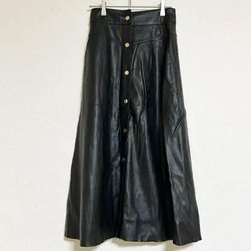 [ XS ] 자라 ZARA 인조 가죽 프론트 버튼 롱 스커트