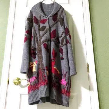 미사용 TOKUKO 1er VOL 토쿠코 니트 코트 동물 그레이