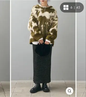 에시카 ESICA 뉴앙스 카우 패턴 니트