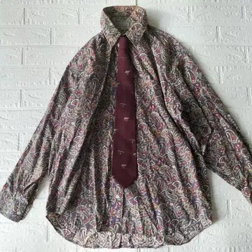 [페이즐리 올 패턴] [실크 타이 세트 판매] 80~90년대 긴팔 셔츠