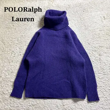 캐시미어 폴로 랄프로렌 터틀넥 니트 퍼플 두꺼운 원단 S