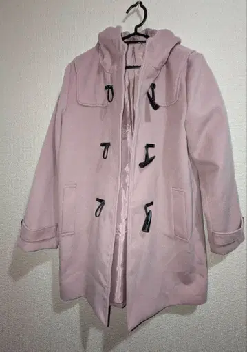 후드 부착 핑크 더플 코트 M 사이즈