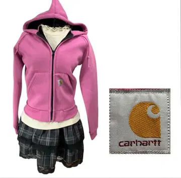 Carhartt 핑크 후드 부착 후드티