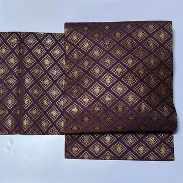 나고야 오비 열림 하카타 오리 순수 실크 금실 보라색 하나비시 so109