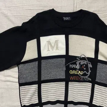 먼싱웨어 니트 LL 골프 블랙 긴팔 스웨터 체크