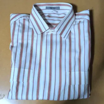 ingrain (라이카) 화이트 크림슨 컬러 스트라이프 긴팔 셔츠