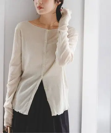 NOBLE 미사용 새상품 시어 크레이프 2WAY 롱 T 셔츠 베이지