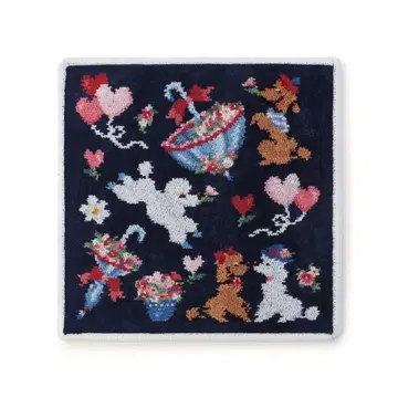 FEILER 몽쁘띠룰루 손수건 (WEB 한정판) 색상: 네이비 x 화이트