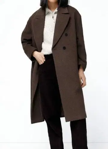 [ 거의 새상품 ] 자라 브라운 더블 브레스트 체스터 코트 ZARA