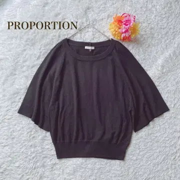 프로포션 [ M ] 5부 소매 니트 블랙 루즈핏 심플