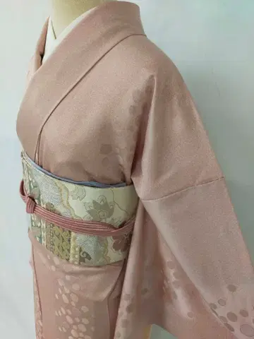 새상품급 순수 실크 무지감 코몬과 나고야 오비 세트