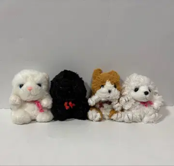 봉제 인형 4체 세트 고양이와 개