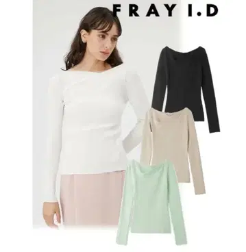 턱 데콜테 리브 니트탑