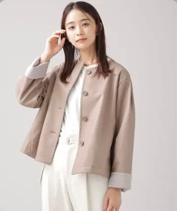 나노 유니버스 인조 가죽 노카라 자켓