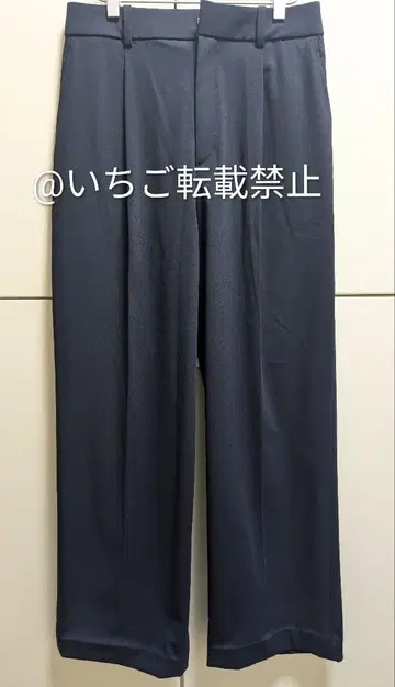 유니클로 턱 와이드 팬츠 네이비 L 스트레치 팬츠