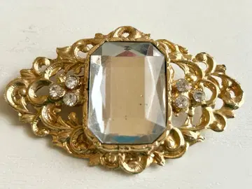 골동품 당시물 시스루 골드 컬러 빅 비쥬 vintage 브로치