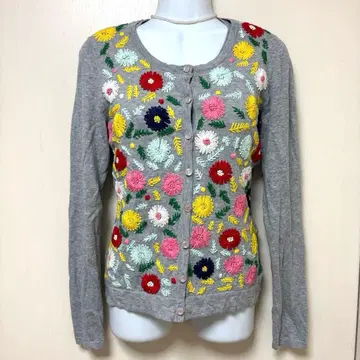 아쉬비스 자수 가디건 꽃무늬 그레이 얇은 소재 구제 의류 탱크탑 세트