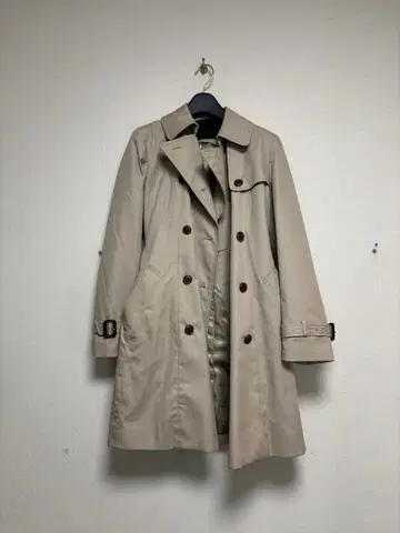 베이지 트렌치코트 허리 벨트 포함 여성용