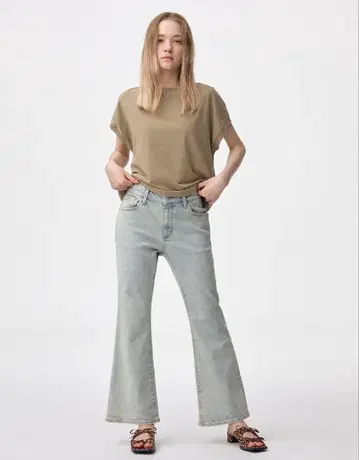 슬림 플레어 청바지 짧은 기장