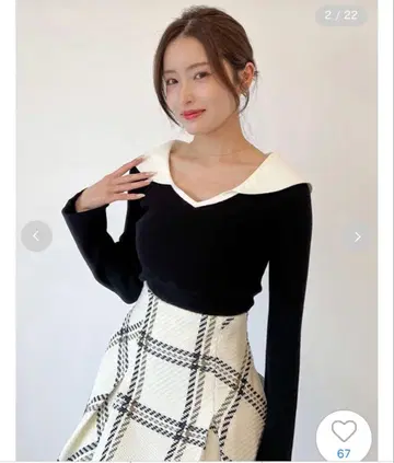 snidel 오프숄더 카라 니트 풀오버