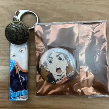 하이큐 학교 휘장 버튼 포함 아크릴 키링 스가와라 코시 애니카페 캔뱃지