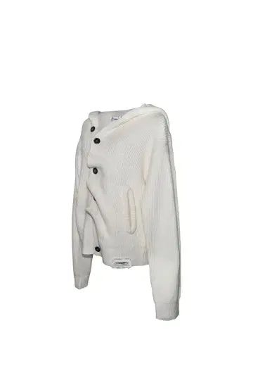 theredthread S button knit hoodie ivory