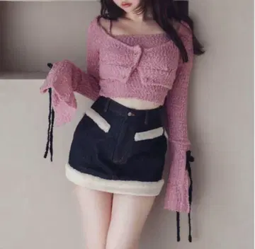 ANDMARY Lotta 리본 세트 가디건 핑크