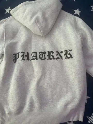 PHATRNK 그레이 후드 부착 후드티 M