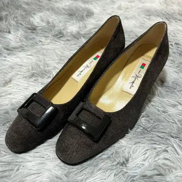 미사용급 긴자 카네마츠 브라운 버클 펌프스 23.5cm