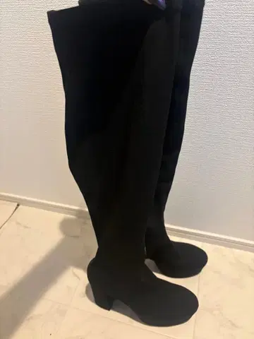 에스페란자 블랙 니하이 부츠 사이드 지퍼 부착