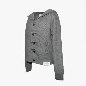 S button knit hoodie theredthread gray