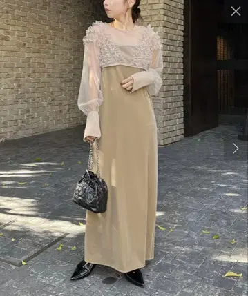 CAPRICIEUX LE'MAGE 튤 프릴 벨로아 원피스