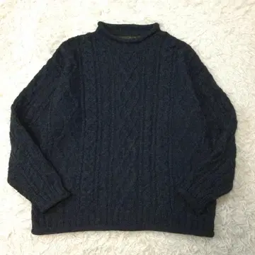 새상품급 INIS CRAFTS 메리노울 피셔맨 니트 그레이 L