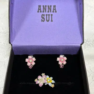 새상품 ANNA SUI 안나수이 벚꽃 반지 귀찌 세트