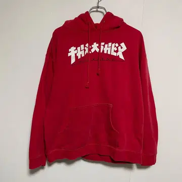 THRASHER 트레셔 고질라 문자 속기모 후드 맨투맨 빨간색