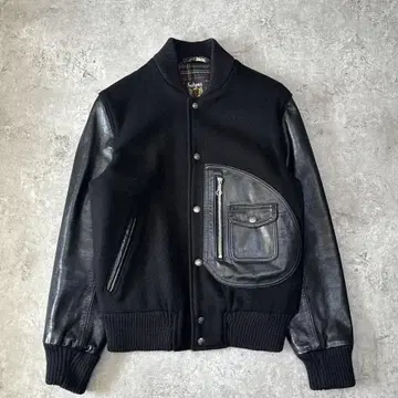 새상품급 쇼트 767US D포켓 바시티 자켓 가죽 자켓 36 블랙