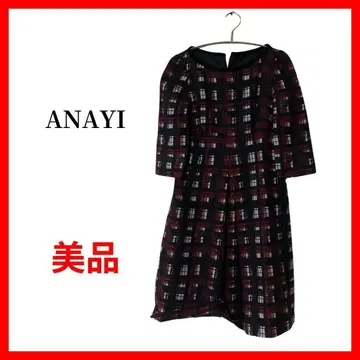 ANAYI 아나이 원피스 체크 울 레드 일본제 B1520