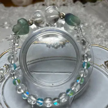 크리스탈 플로라이트 하트 팔찌