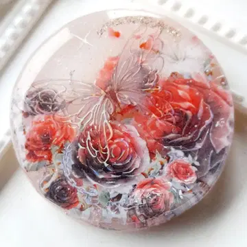 [ 1659 ] 레진 나비 장미 머리끈 포니 후크 브로치 핸드메이드