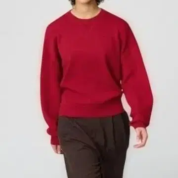 유니클로C 스무스 코튼 크루넥 스웨터 레드 XL