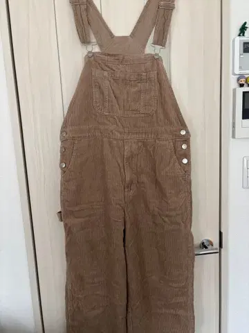 베이지 코튼 오버롤 M