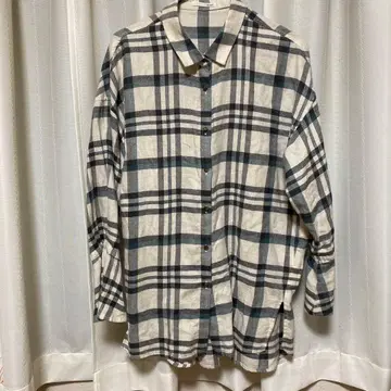 AuieF 긴팔 체크 셔츠 베이지 그레이