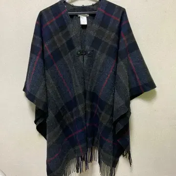 자유구 체크 무늬 판초