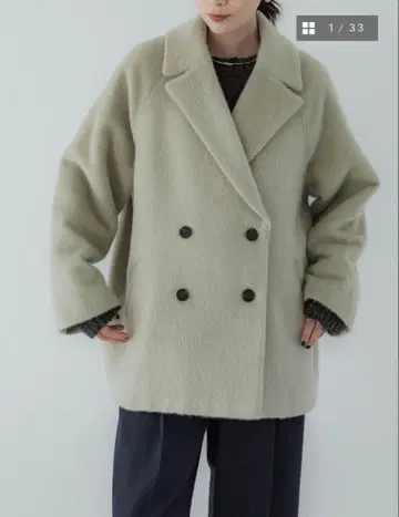 크루레 crewre 마일드 샤기 울 P 코트 사이즈 2