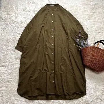 미사용 나추카라 nachukara 셔츠 원피스 밴드 카라 면 F