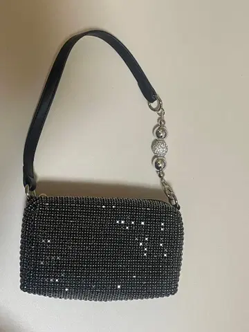 비즈 장식 블랙 파티 백