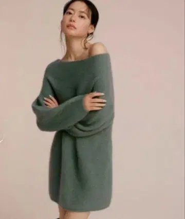 snidel 라쿤 미니 니트 원피스 그린